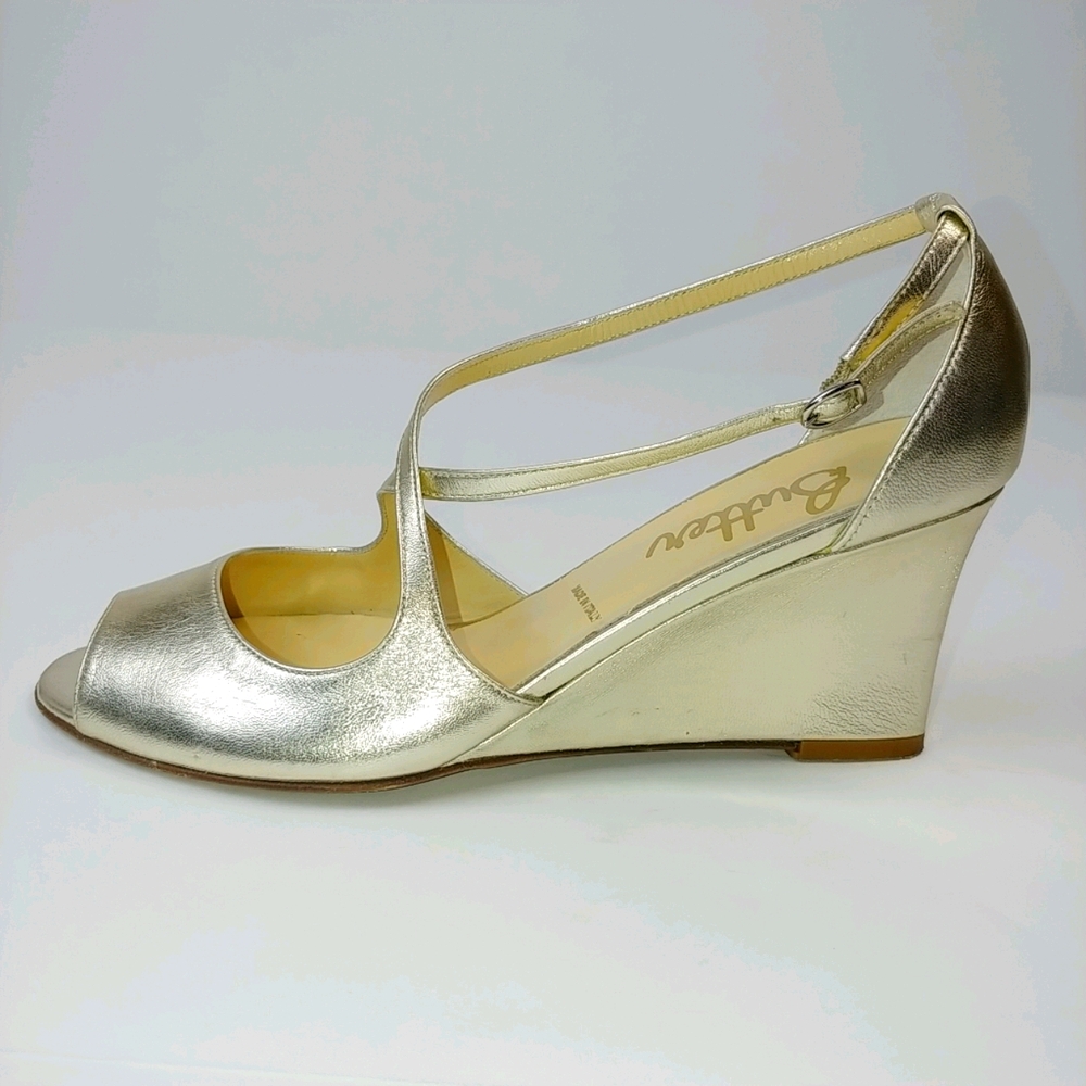 Butter Italy Leather Metallic Gold Wedge 8.5